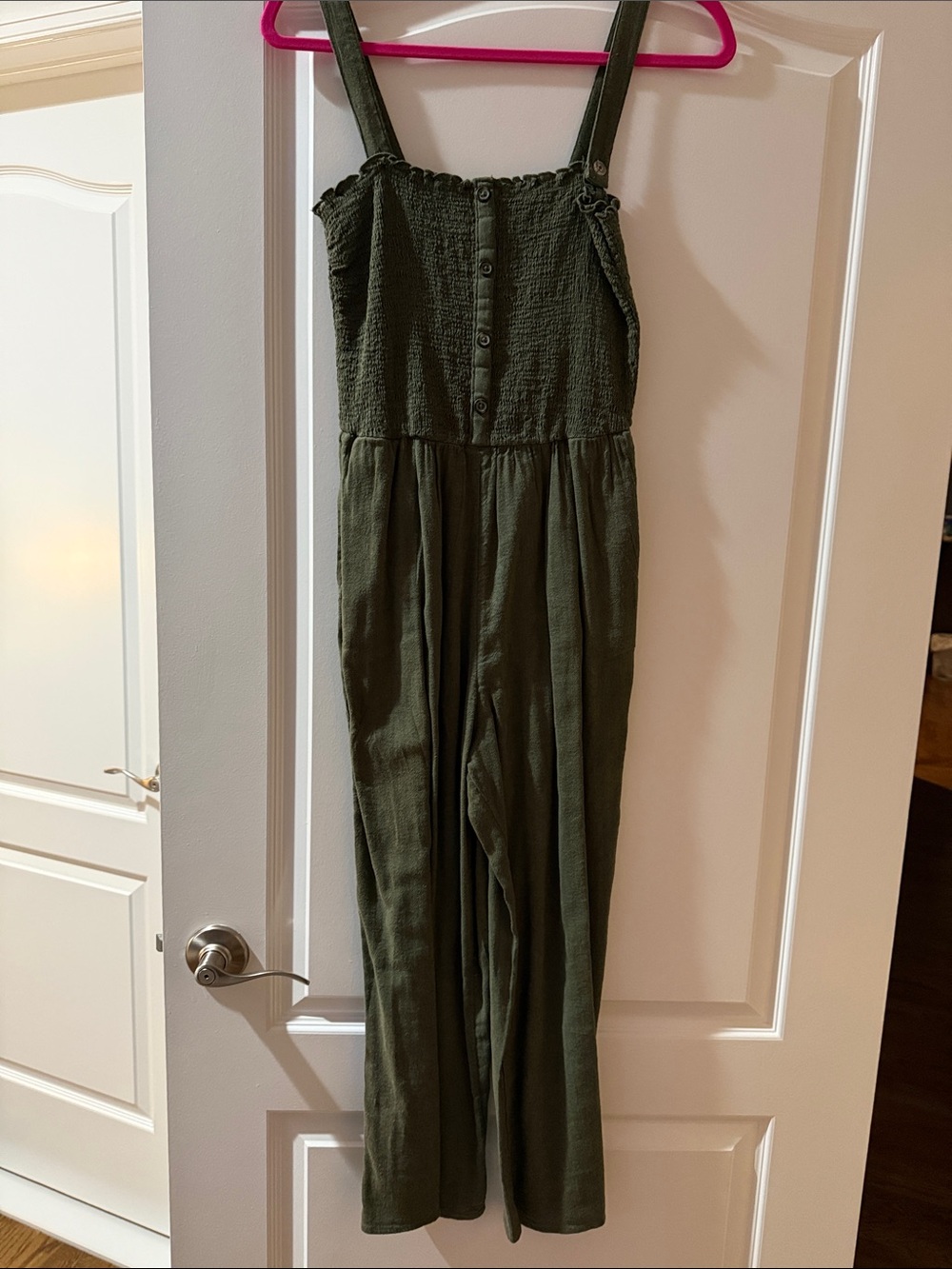 Hollister Olive Green Button-Front Jumpsuit